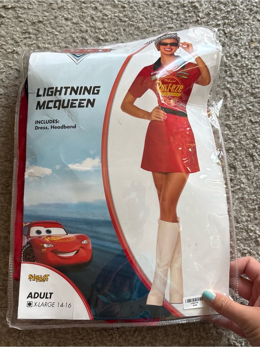 Disney Lightning McQueen Red Mini Dress Costume XL Spirit Halloween Land World